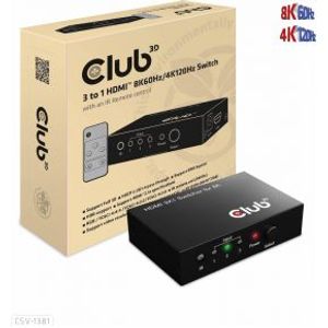 CLUB3D 3 to 1 HDMI© 8K60Hz/4K120Hz Switch