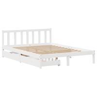 vidaXL Bedframe met lades massief grenenhout wit 135x190 cm, bed, bed ombouw, twijfelaar bed, bedbodem, slaapkamermeubel, 2 persoonsbed