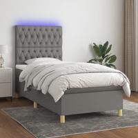 Boxspring met matras en LED stof donkergrijs 90x190 cm SKU: V3135638