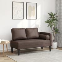 Chaise longue met kussens kunstleer bruin - thumbnail