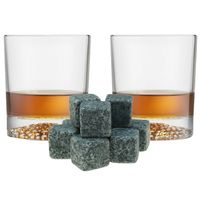 Luxe whiskyglazen set 4x stuks 290 ml met 9x whisky ijsblokstenen