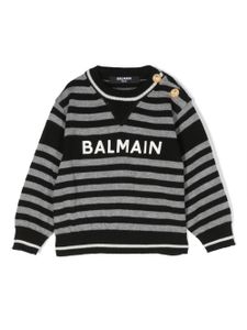 Balmain Kids pull en laine vierge à logo imprimé - Noir