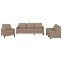 vidaXL 3-delige Loungeset met kussens kunstleer cappuccino