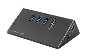 LC-Power LC-HUB-ALU-2B-4 interface hub USB 3.2 Gen 1 (3.1 Gen 1) Type-A 5000 Mbit/s Zwart