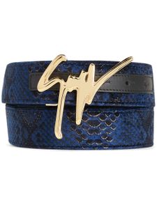 Giuseppe Zanotti ceinture à effet peau de serpent - Bleu