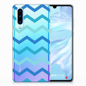 Huawei P30 TPU bumper Zigzag Blauw