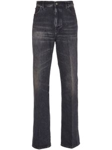 Ferragamo jean droit en denim à effet délavé - Noir