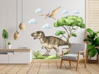 Muursticker - Pteranodon en Tyrannosaurus Rex - thumbnail