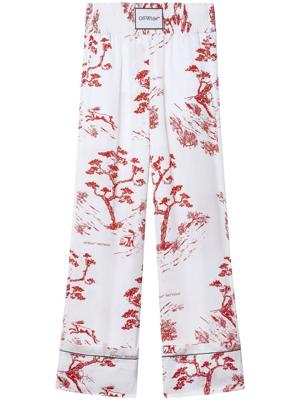 Off-White pantalon de pyjama à patch logo - Blanc