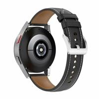 By Qubix - Compatible met Garmin Venu/Sq / Sq2 / 2 plus - Luxe leren bandje - Zwart - Compatible Garmin bandje - Bandbreedte: 20mm