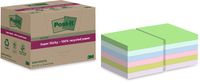 Post-it Super Sticky Notes Recycled, 70 vel, ft 76 x 76 mm, assorti, pak van 12 blokken - thumbnail