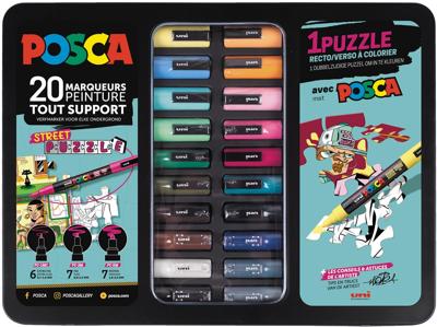Posca paintmarkers, metalen doos van 20 stuks, in geassorteerde kleuren, ontwerp Street Puzzle Posca paintmarkers, metalen doos van 20 stuks, in geassorteerde kleuren, ontwerp Street Puzzle