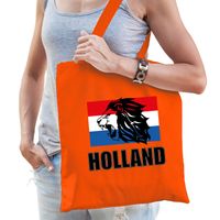 Holland leeuw met vlag supporter tas oranje voor dames en heren - EK/ WK voetbal / Koningsdag - thumbnail