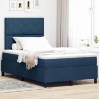 vidaXL Boxspringbed met matras en LED-verlichting - Marineblauw, 120 x 190 cm