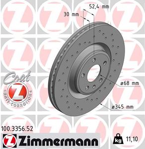 Remschijf SPORT REMSCHIJF COAT Z ZIMMERMANN, Remschijftype: Binnen geventileerd, u.a. für Audi, Porsche