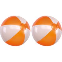 2x Opblaasbare strandballen oranje/wit 28 cm speelgoed - thumbnail