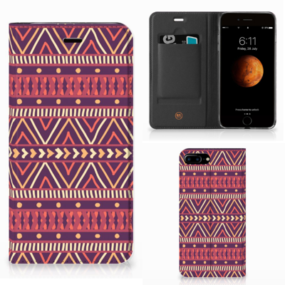 Apple iPhone 7 Plus | 8 Plus Hoesje met Magneet Aztec Paars