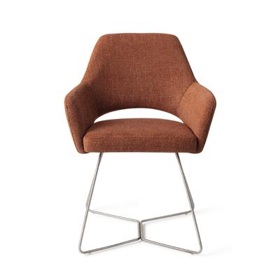 Jesper Home Eetkamerstoel 'Yanai' Beehive Steel, kleur Tuscan Terra