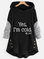 Casual Long Sleeve Hoodie Printed Top - thumbnail