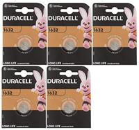 5 x Duracell 1632 Lithium (5 blisters à 1 batterij) 5 batterijen