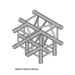 Duratruss DT 34/2-T40-TD vierkant truss 4-weg T-stuk + omlaag