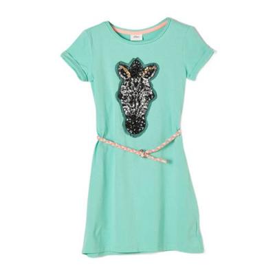 s.Oliver jurk met printopdruk en pailletten petrol