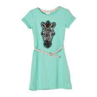 s.Oliver jurk met printopdruk en pailletten petrol