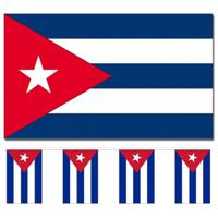 Cuba versiering/feestartikelen set - vlag 90 x 150 cm - vlaggenlijn van 300 cm - landen - thumbnail