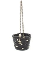 CHANEL Pre-Owned sac porté épaule à perles artificielles (2021) - Noir