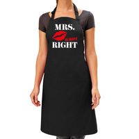 Mrs Always Right kus cadeau schort zwart voor dames   -