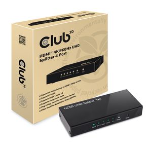 club3D CSV-1380 4 poorten HDMI-splitter 4096 x 2160 Pixel Zwart