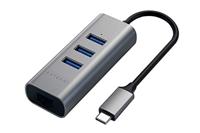 SATECHI Type-C 2-in-1 USB 3.0 Aluminium 3 Poort Hub Met Ethernet - Voor M2/ M1 Macbook Pro/Air, M2/ M1 iPad Pro/Air, M2 Mac Mini, iMac M1 (Spacegrijs)
