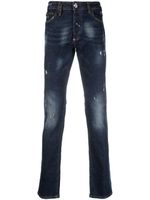 Philipp Plein jean Super Straight à effet usé - Bleu - thumbnail