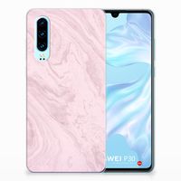 Huawei P30 TPU Siliconen Hoesje Marble Pink - Origineel Cadeau Vriendin