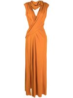 Alberta Ferretti robe longue à détails drapés - Orange