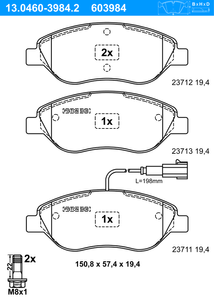 Remblokkenset, schijfrem ATE, u.a. für Fiat, Alfa Romeo, Lancia