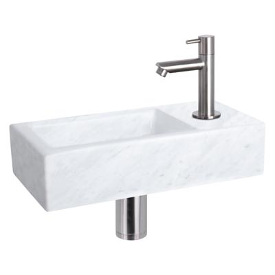 Differnz Helios fonteinset marmer met rechte kraan mat chroom Differnz Helios fonteinset marmer met rechte kraan mat chroom