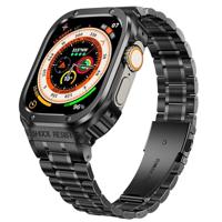 By Qubix - Ultra Protective Stainless Steel band - Zwart - Compatible met Apple watch 44mm - Compatible Apple watch bandjes