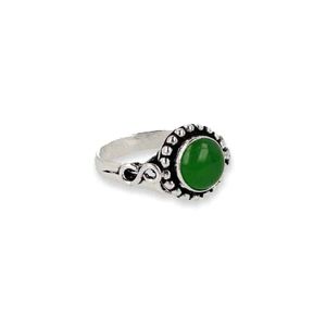 Verzilverde Ring Agaat Groen 'Infinity' (Maat 16,75)