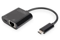 Digitus USB-C, RJ45 Adapter [1x USB-C stekker - 1x RJ45-bus, USB-C bus] DN-3027 Incl. RJ45-bus, Met laadbus, Met USB - thumbnail