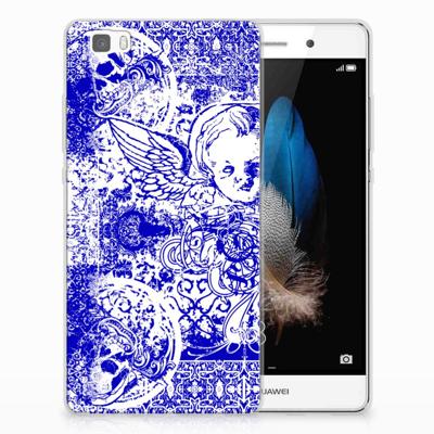 Silicone Back Case Huawei Ascend P8 Lite Angel Skull Blauw