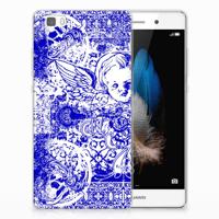 Silicone Back Case Huawei Ascend P8 Lite Angel Skull Blauw