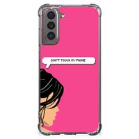 Samsung Galaxy S21 Anti Shock Case Woman Don't Touch My Phone - thumbnail