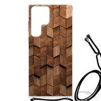 Stevig Telefoonhoesje voor Samsung Galaxy S23 Ultra Wooden Cubes - thumbnail