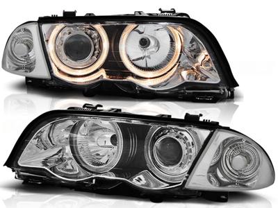 Tuning-Tec Koplampen dual halo rims BMW E46 05 98-08 01 S/T ANGEL EYES CHROOM
