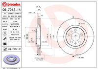 Remschijf BREMBO, Remschijftype: Binnen geventileerd, u.a. für Audi, Skoda, VW, Seat