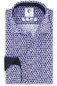 R2 Amsterdam Modern Fit Overhemd blauw/wit, Bloemen