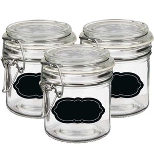 Weckpot/inmaakpot - 4x - 250 ml - glas - met beugelsluiting - incl. etiketten