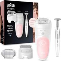 Braun Silk-épil 5 Epilator, Bikinitrimmer, Epileerapparaat Voor Dames Met Scheer- en Trimmerkop, Epileren / Ladyshave Voor Vrouwen, 5-820, Wit/Roze