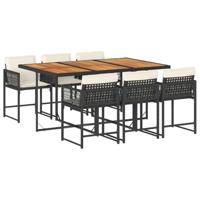 vidaXL 7-delige Tuinset met kussens poly rattan zwart, loungeset, tuinbank, loungeset tuin, tuintafel, loungebank, loungebank tuin, loungeset buiten